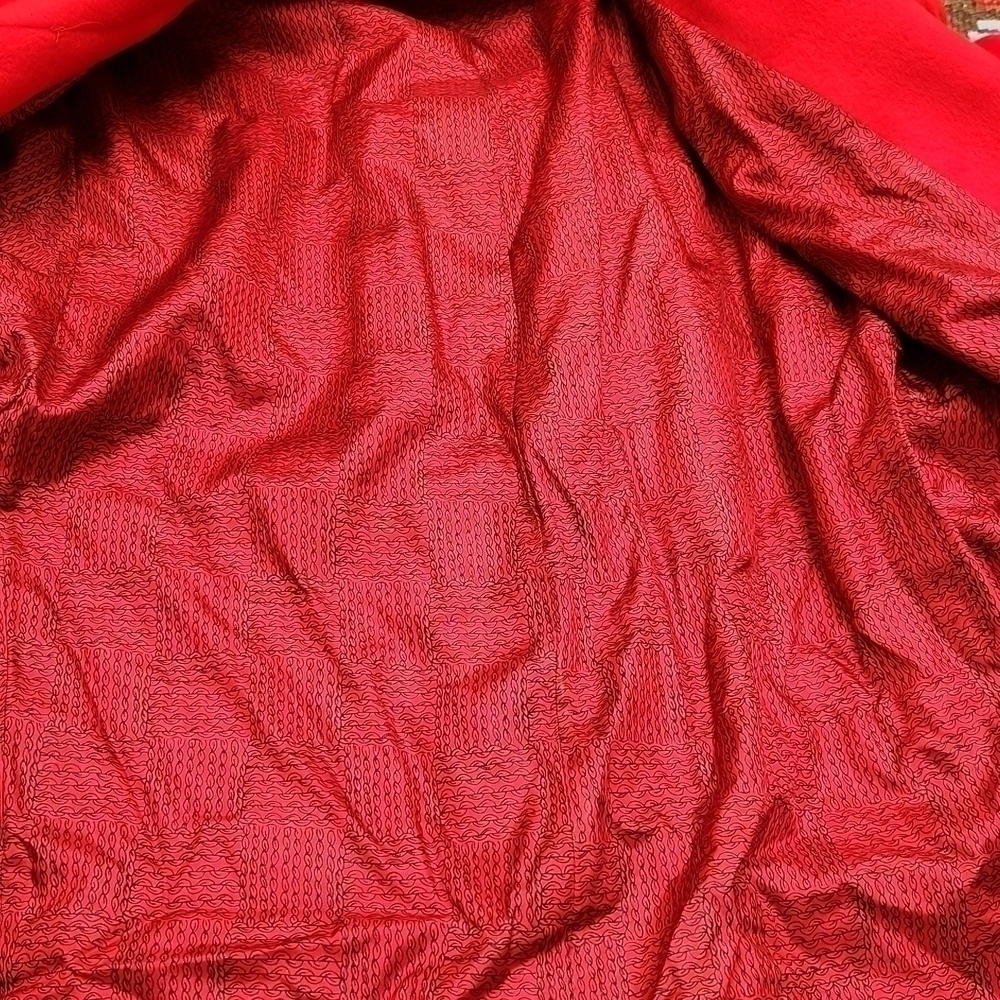 80s Oversized Pleated Red Wool Coat - Picture 10 of 15